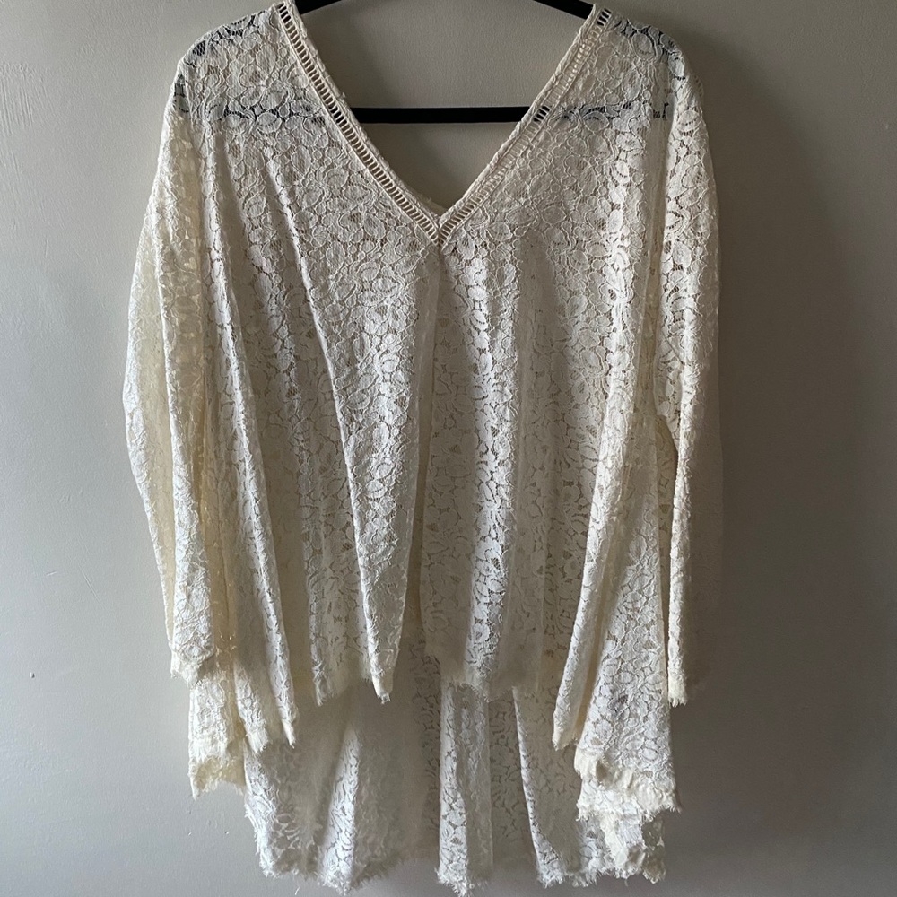Free People cream lace high-low tunic
